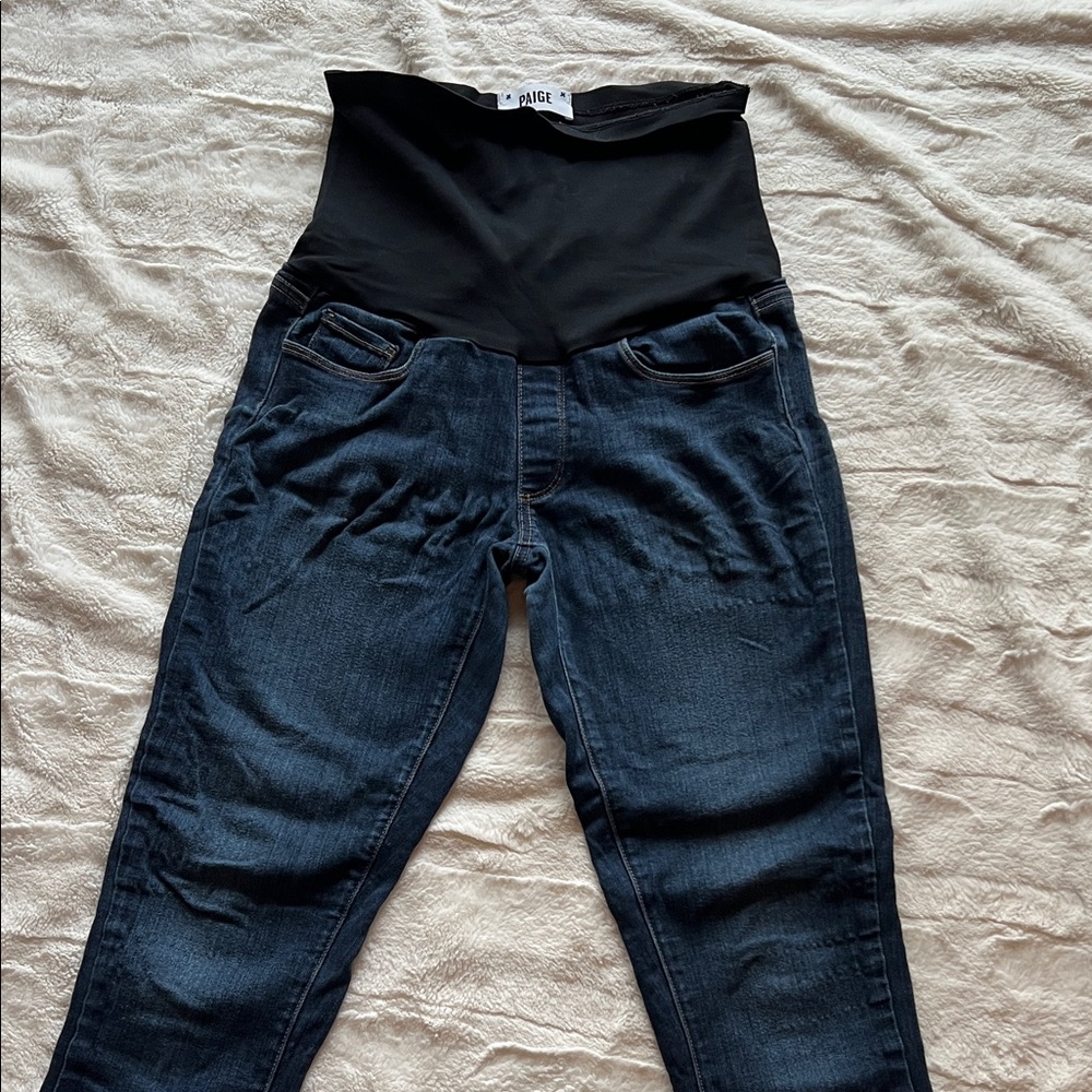 PAIGE Women's Maternity Skinny Dark Blue Jeans